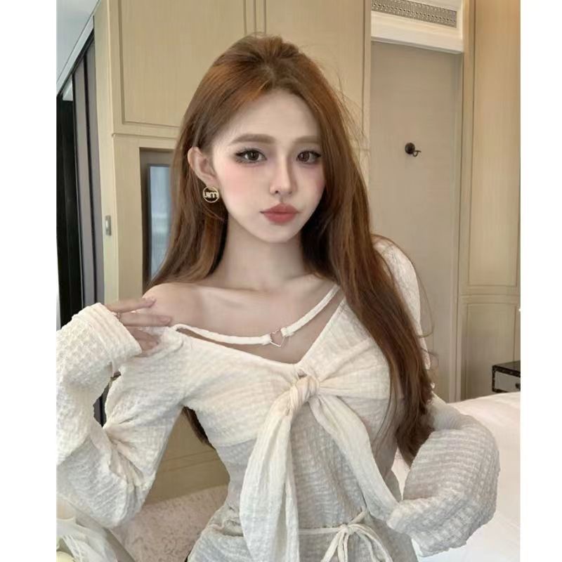 Jiashucheng Áo Sơ Mi Dài Tay Trễ Vai Cao Cấp Thời Trang Mùa Xuân Thu Dành Cho Nữ