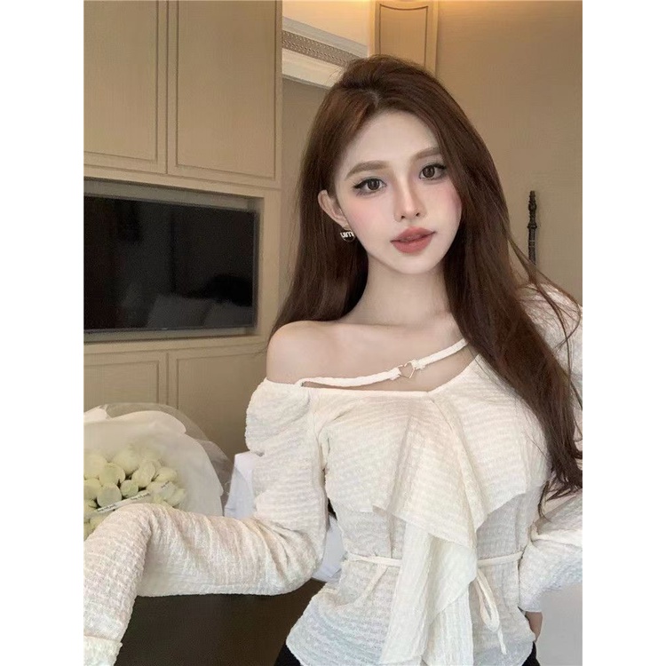 Jiashucheng Áo Sơ Mi Dài Tay Trễ Vai Cao Cấp Thời Trang Mùa Xuân Thu Dành Cho Nữ