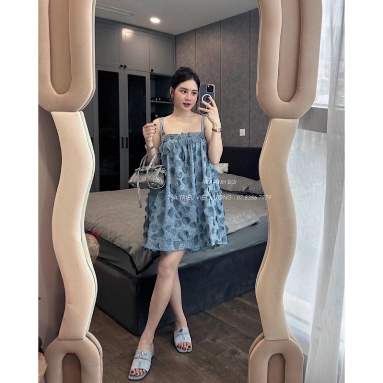 Váy 2 dây bò tim nổi cực xinh cho nàng, đầm nữ siêu xinh cho nàng
