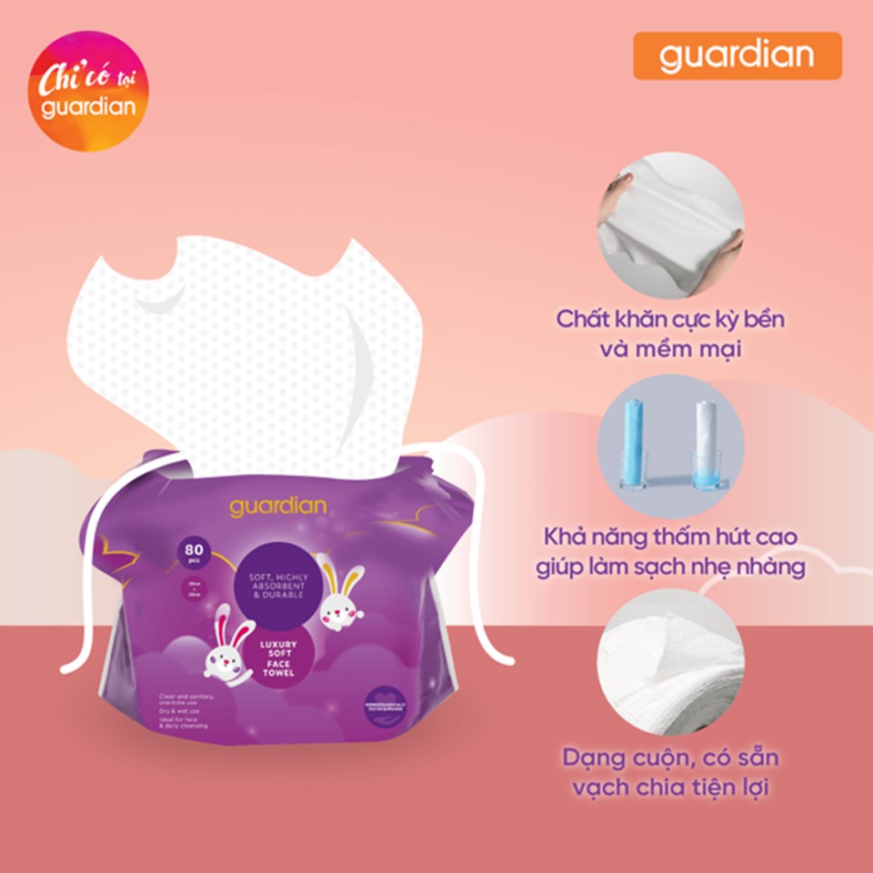 Khăn Lau Mặt Khô Đa Năng Guardian Face Towel 80 Tờ | BigBuy360 - bigbuy360.vn