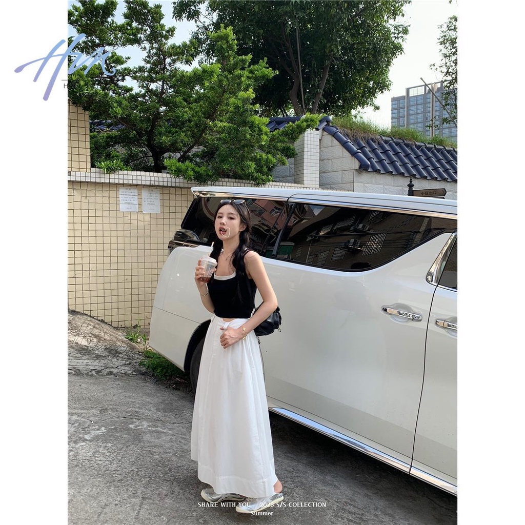 Set Chân Váy Chữ a Và Áo Thun Cộc Tay Giả Hai Lớp Thời Trang Cho Nữ