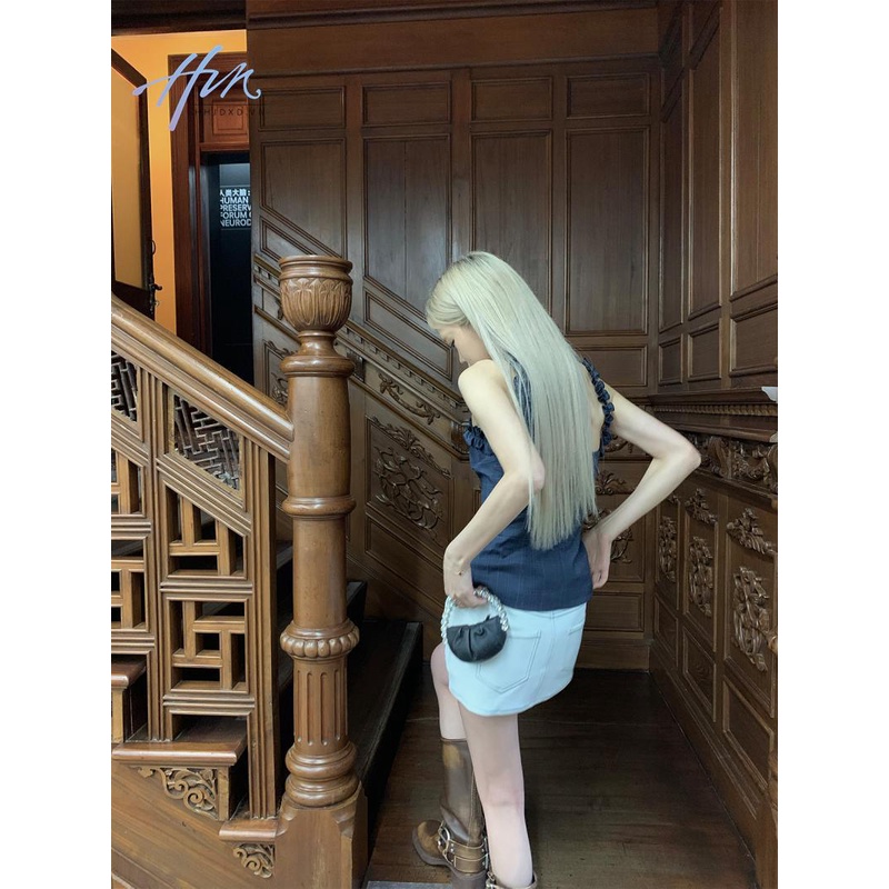 P Áo Ống Cổ Yếm Dáng Ôm Họa Tiết Kẻ Sọc Màu Trơn Phong Cách Hàn Quốc Khí Chất Niche C Dành Cho Bạn Nữ