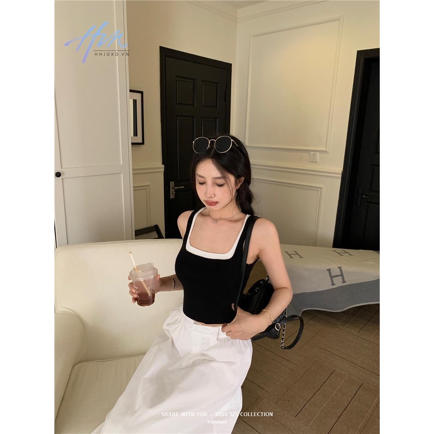 Set Chân Váy Chữ a Và Áo Thun Cộc Tay Giả Hai Lớp Thời Trang Cho Nữ