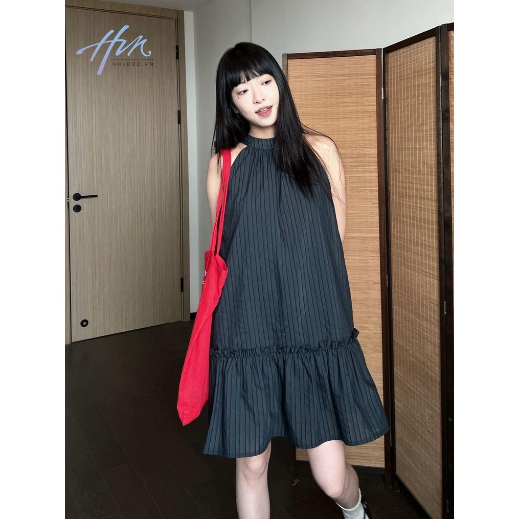 Đầm Ngắn Không Tay Dáng Rộng Họa Tiết Kẻ Sọc Thời Trang Mùa Hè 2023 Phong Cách Mới Cho Nữ