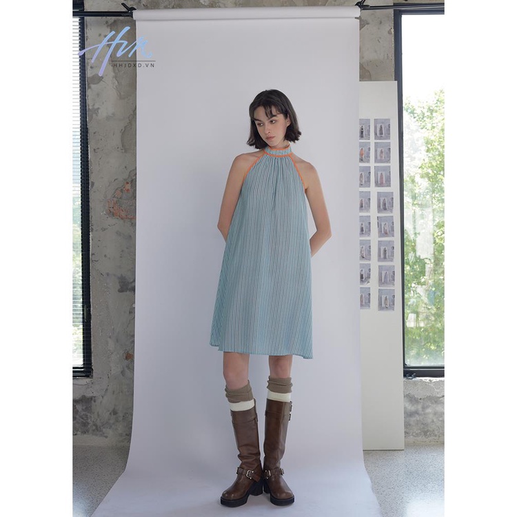 Đầm Chữ A 23ss Hai Dây Kẻ Sọc Màu Sắc Tương Phản Thời Trang Đi Biển Mùa Hè Cho Nữ