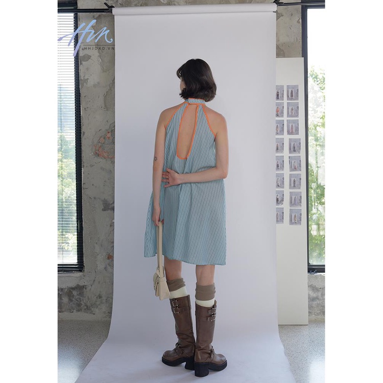 Đầm Chữ A 23ss Hai Dây Kẻ Sọc Màu Sắc Tương Phản Thời Trang Đi Biển Mùa Hè Cho Nữ