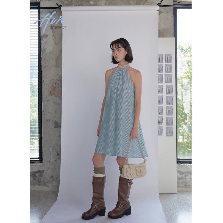 Đầm Chữ A 23ss Hai Dây Kẻ Sọc Màu Sắc Tương Phản Thời Trang Đi Biển Mùa Hè Cho Nữ