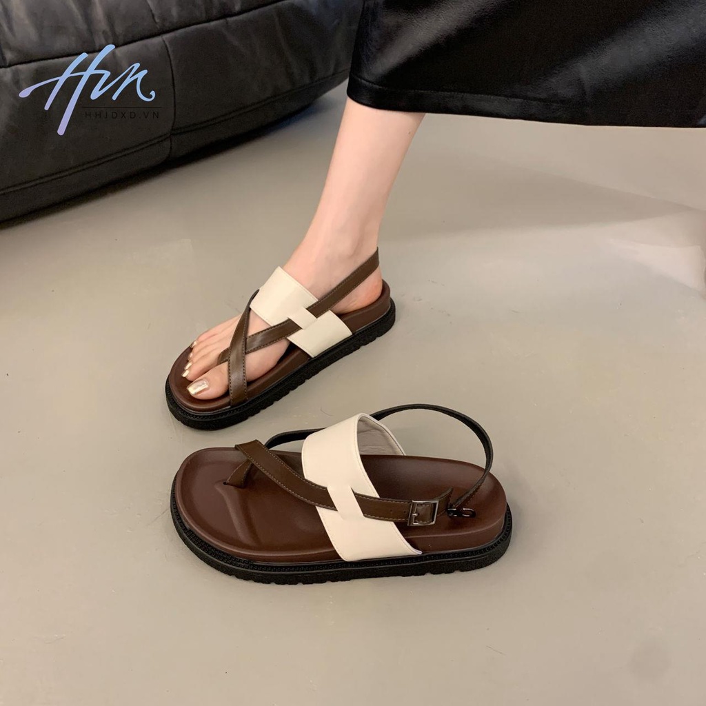 Giày Sandal Mềm Đế Bằng Phong Cách Retro Pháp Thời Trang Xuân Hè 2023 Cho Nữ