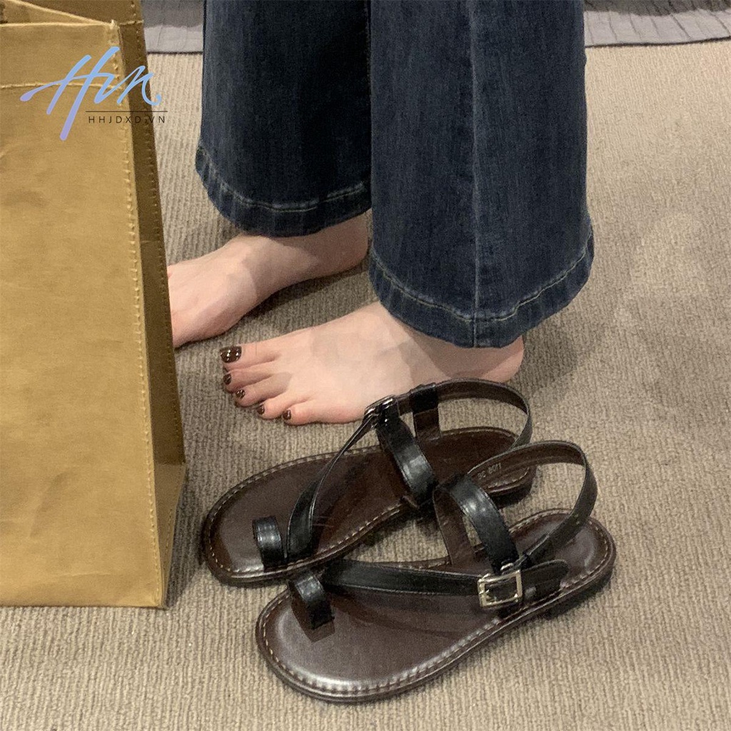 Giày Sandal Đế Bằng Mềm Mại Phong Cách Roman Thời Trang Mùa Hè Cho Nữ