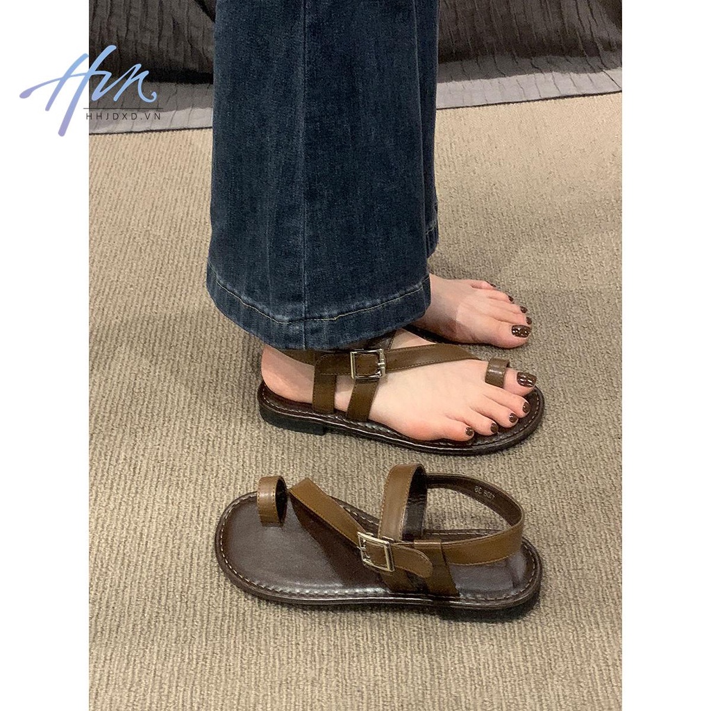 Giày Sandal Đế Bằng Mềm Mại Phong Cách Roman Thời Trang Mùa Hè Cho Nữ