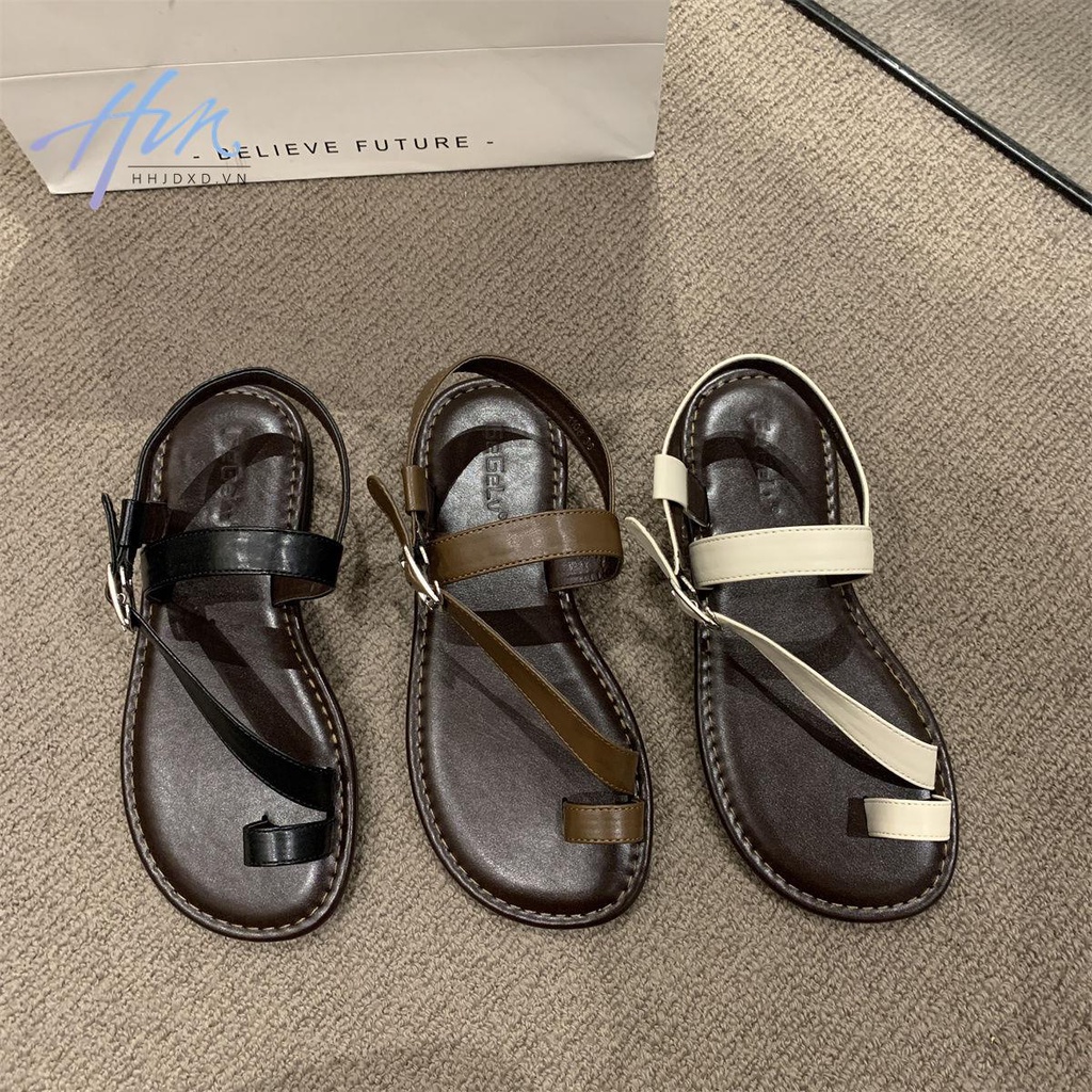 Giày Sandal Đế Bằng Mềm Mại Phong Cách Roman Thời Trang Mùa Hè Cho Nữ