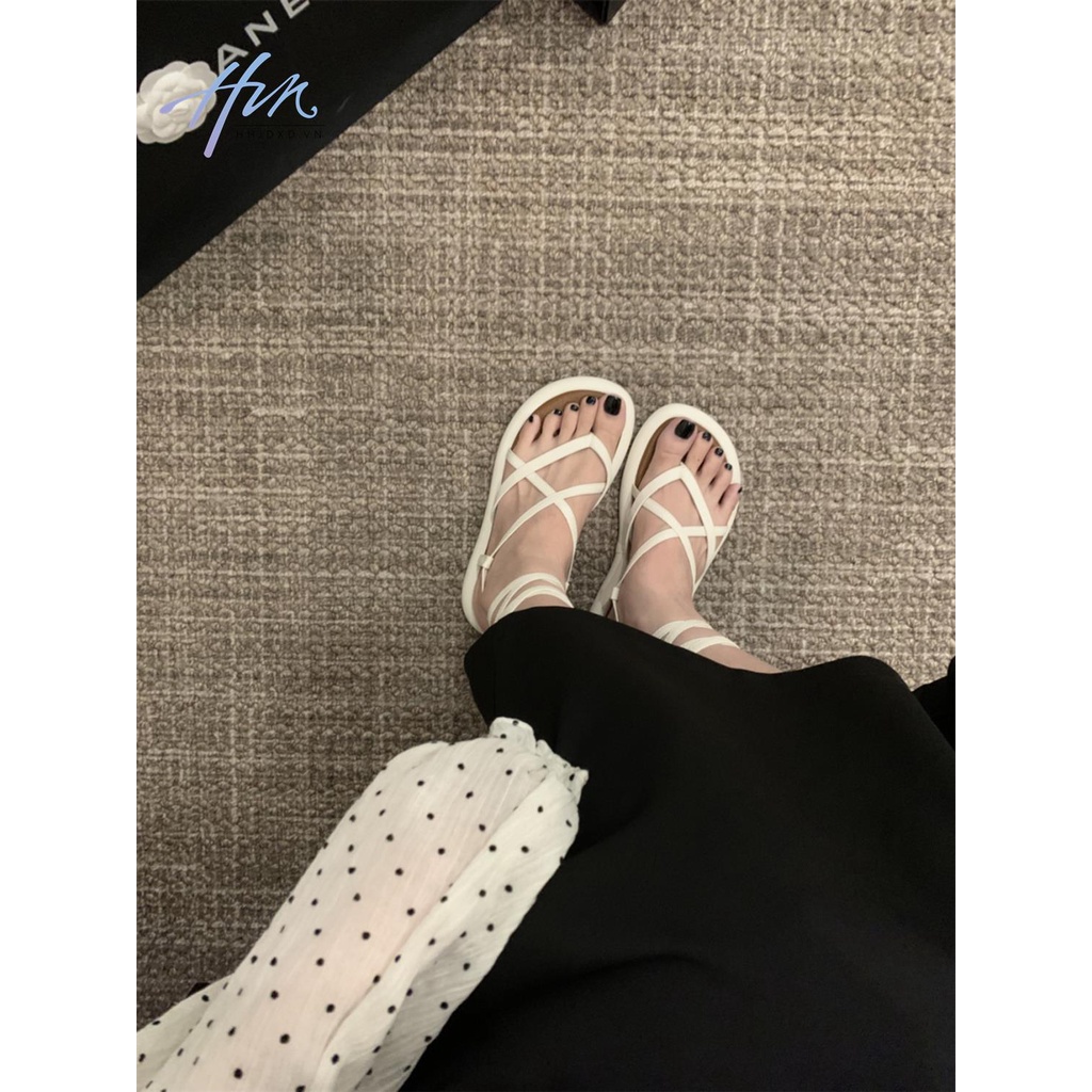 Giày Sandal Chiến Binh Đế Bằng Thắt Dây Phong Cách Hàn Quốc Thời Trang Mùa Hè 2023 Mới