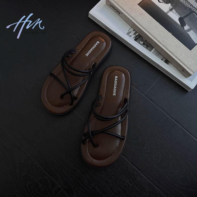 Dép Sandal Hở Ngón Đế Bằng Quai Chéo Thời Trang Mùa Hè Hàng Mới 2023 Dành Cho Bạn Nữ