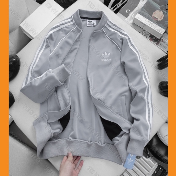 Áo Khoác Bomber Adidas Thể Thao Nam Vải Thun Nỉ Dày Co Giãn Khóa Chống Nước Áo Khoác 3 Sọc kẻ Trắng - Luna sto