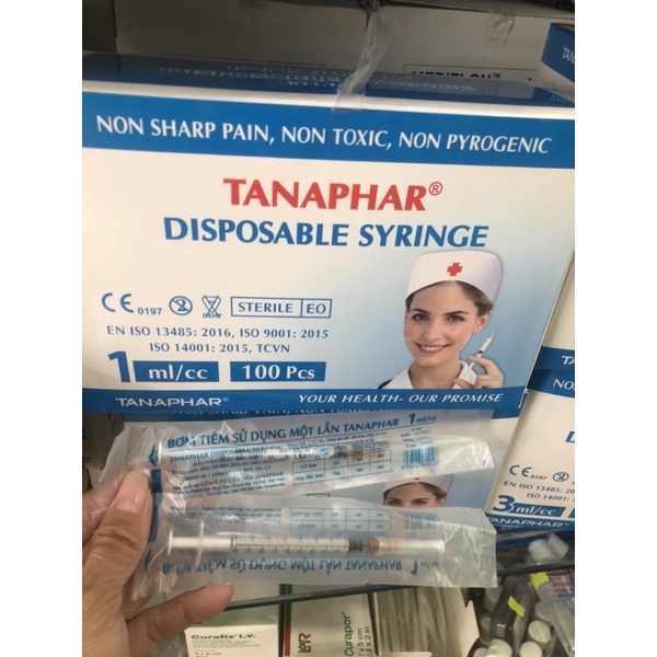 ❤[HỘP 100 CÁI] Bơm kim tiêm y tế chính hãng Tanaphar 1ml 1cc BƠM KIM TIÊM VÔ TRÙNG 1ml/1cc BƠM TIÊM 