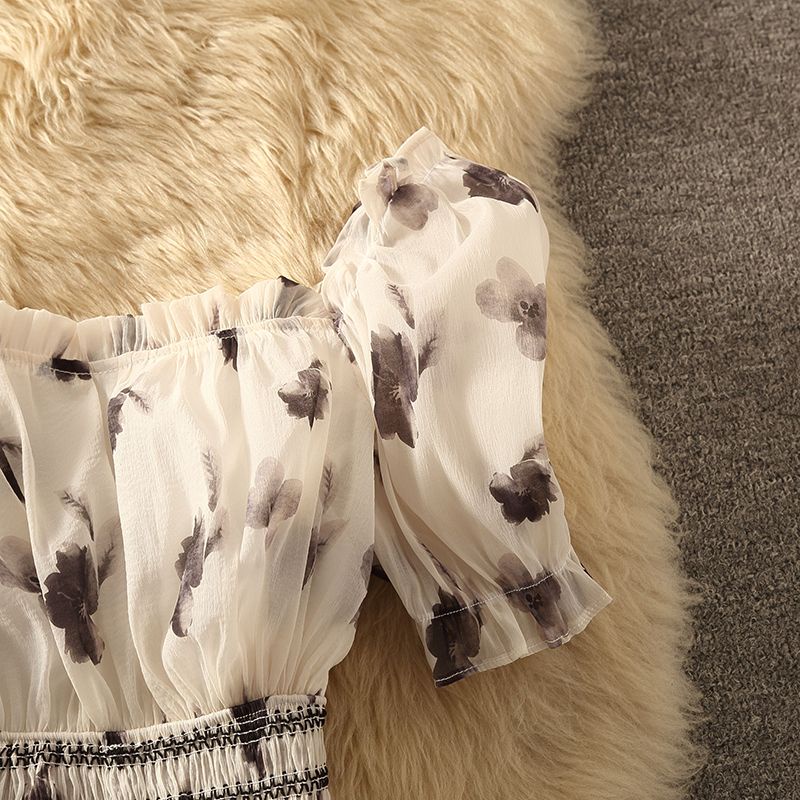 Áo Sơ Mi Chiffon Cổ Vuông Tay Ngắn Phong Cách Thời Trang Mùa Hè 2023 Mới