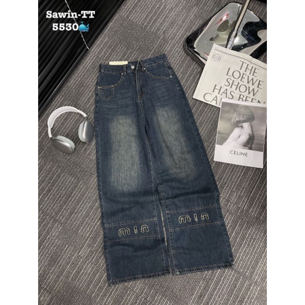 Quần jeans suông chữ M hàng QCL1