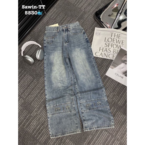 Quần jeans suông chữ M hàng QCL1