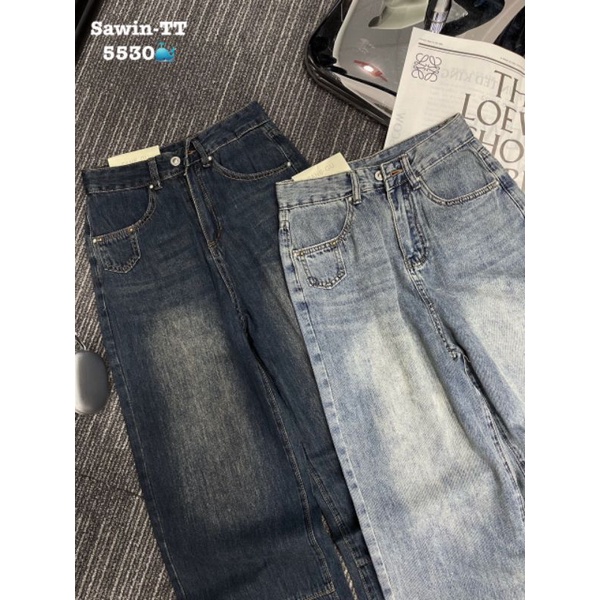 Quần jeans suông chữ M hàng QCL1