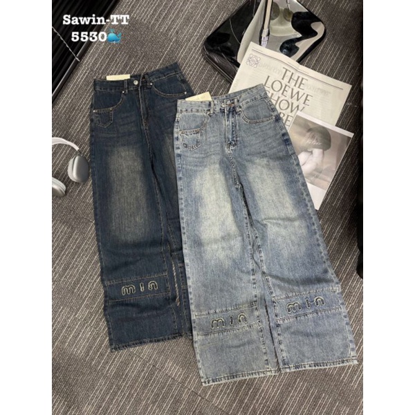 Quần jeans suông chữ M hàng QCL1