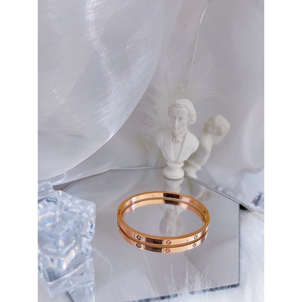 Vòng tay titan bản mỏng có đá full box