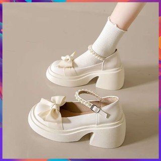 Giày Oxford Da Đế Dày Đính Nơ Ngọc Trai Phong Cách Mới 2023 Cho Nữ