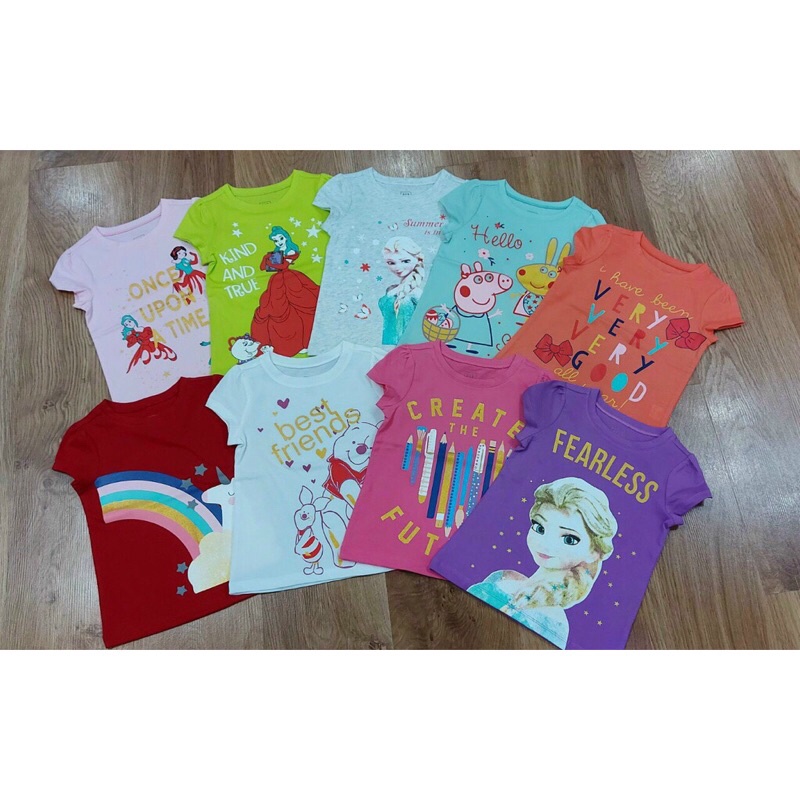 Áo Thun Cộc Tay Bé Gái 100% Cotton size 16-40kg