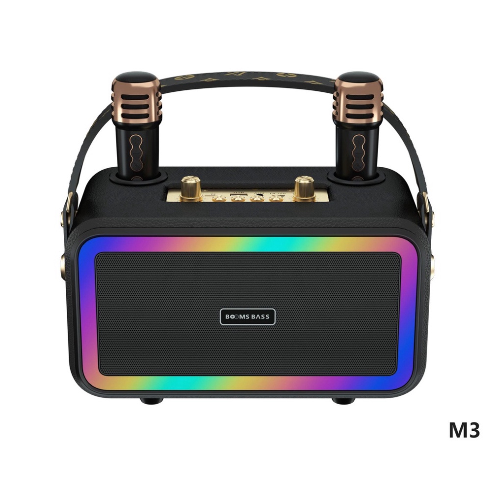 Loa Bluetooth Karaoke M3201 xách tay di động không dây Công suất lớn kèm 2 mic không dây