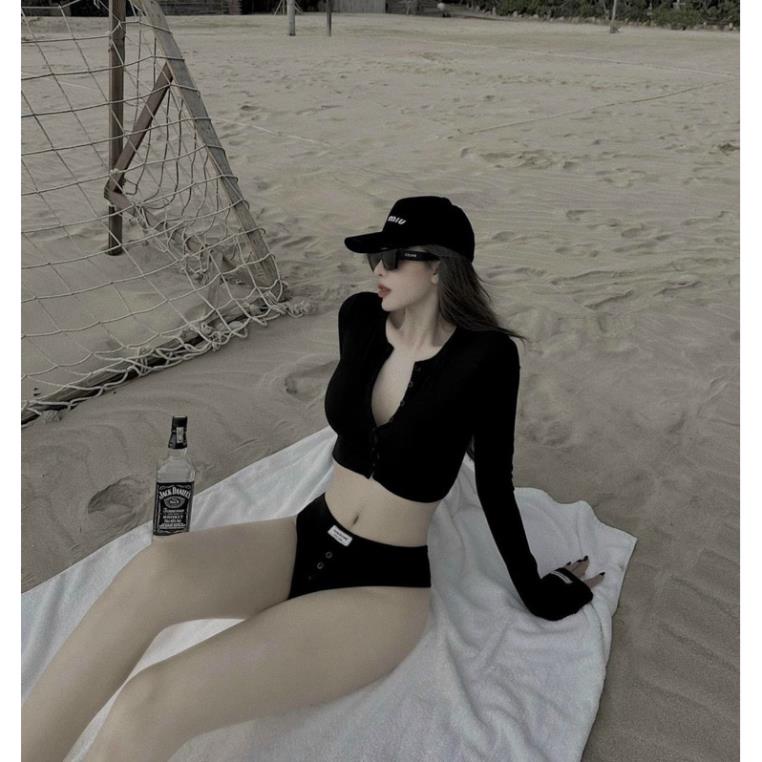 Bikini đi biển nhiều kiểu, set đồ tắm kèm khăn, bộ jumsuit mai phương bùi tay dài