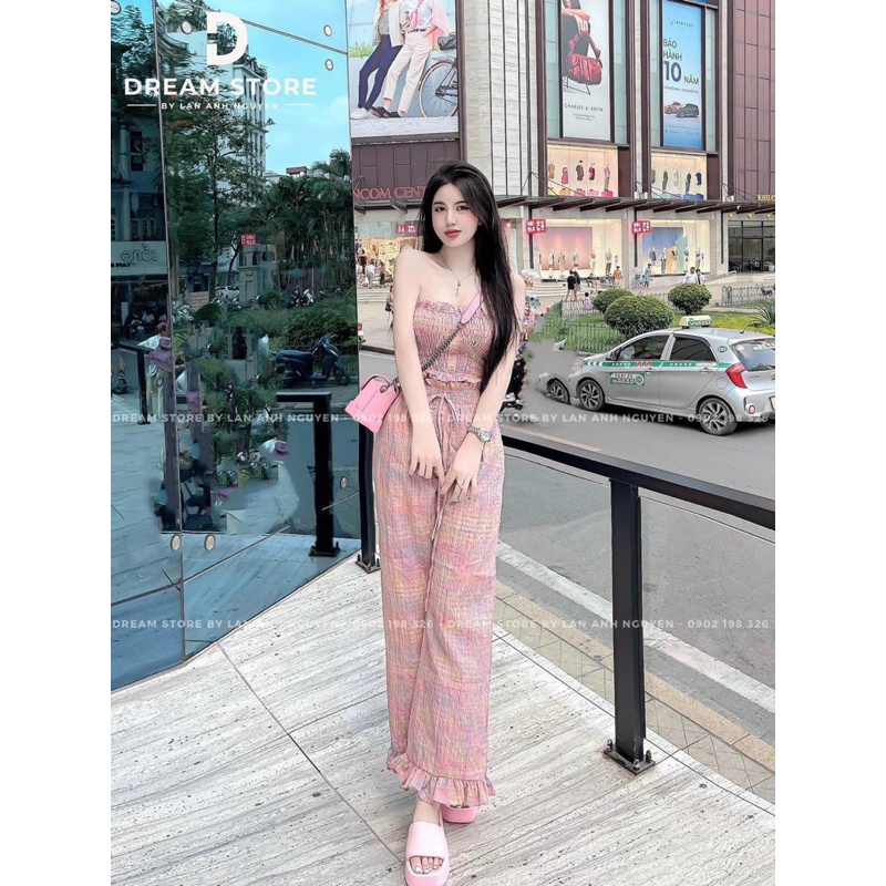 Set bộ babydoll hồng tiểu thư, set váy hồng công chúa cánh tiên