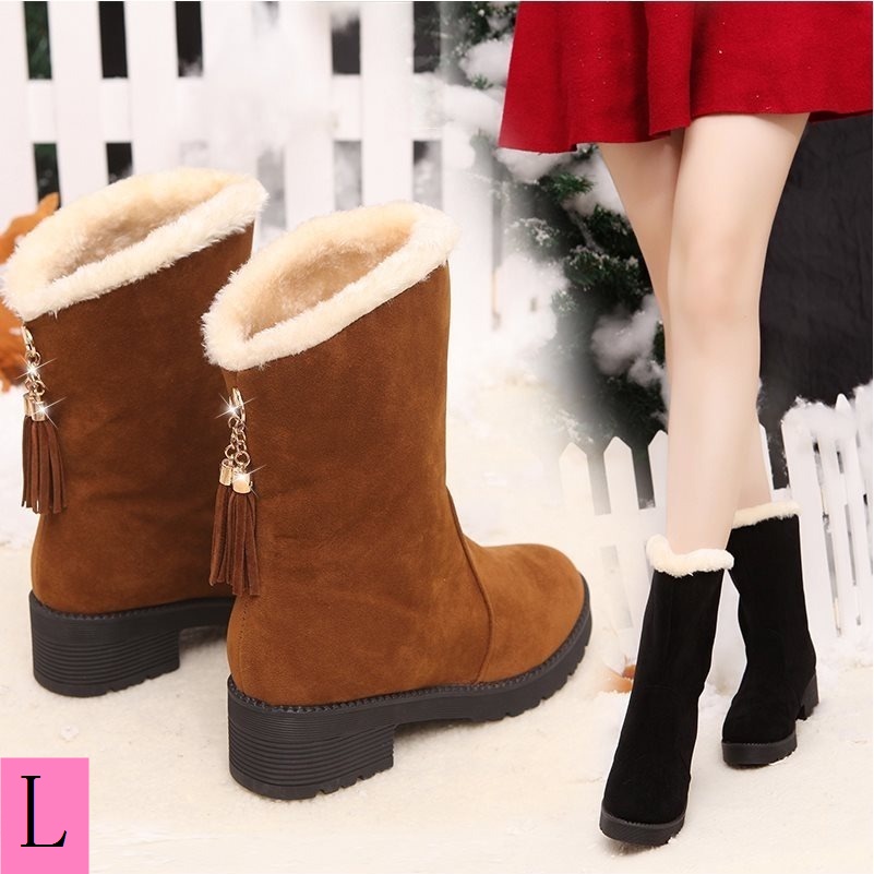 Giày Bốt Đi Tuyết Đế Dày Lót Lông Cừu Phong Cách Mới Cho Nữ