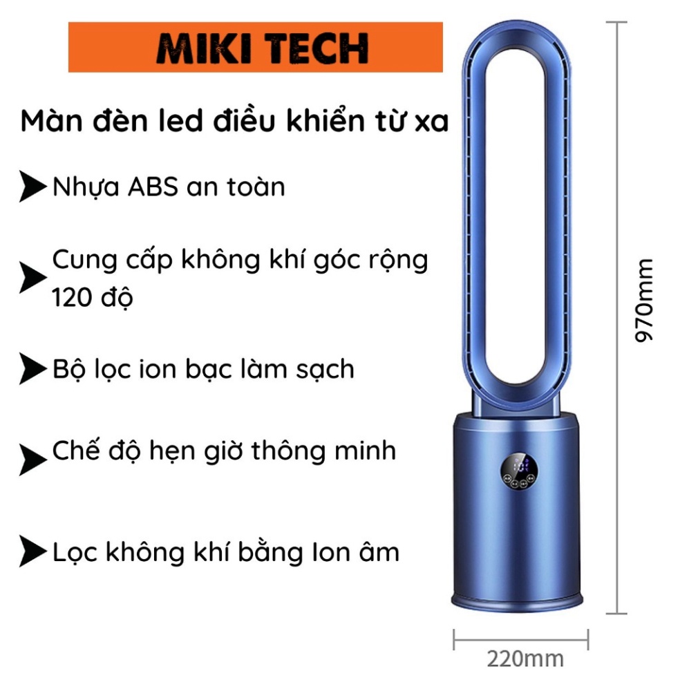 Máy lọc không khí bằng ion tích hợp quạt không cánh MIKI Ion Purifier IP1 tạo ion âm . | BigBuy360 - bigbuy360.vn