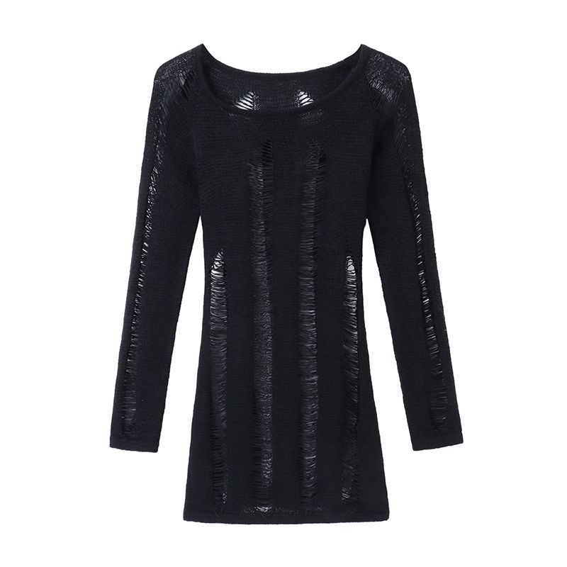 Áo Dệt Kim Tay Dài Trễ Vai Phong Cách Pháp Ngọt Ngào Thiết Kế Mới Cho Nữ