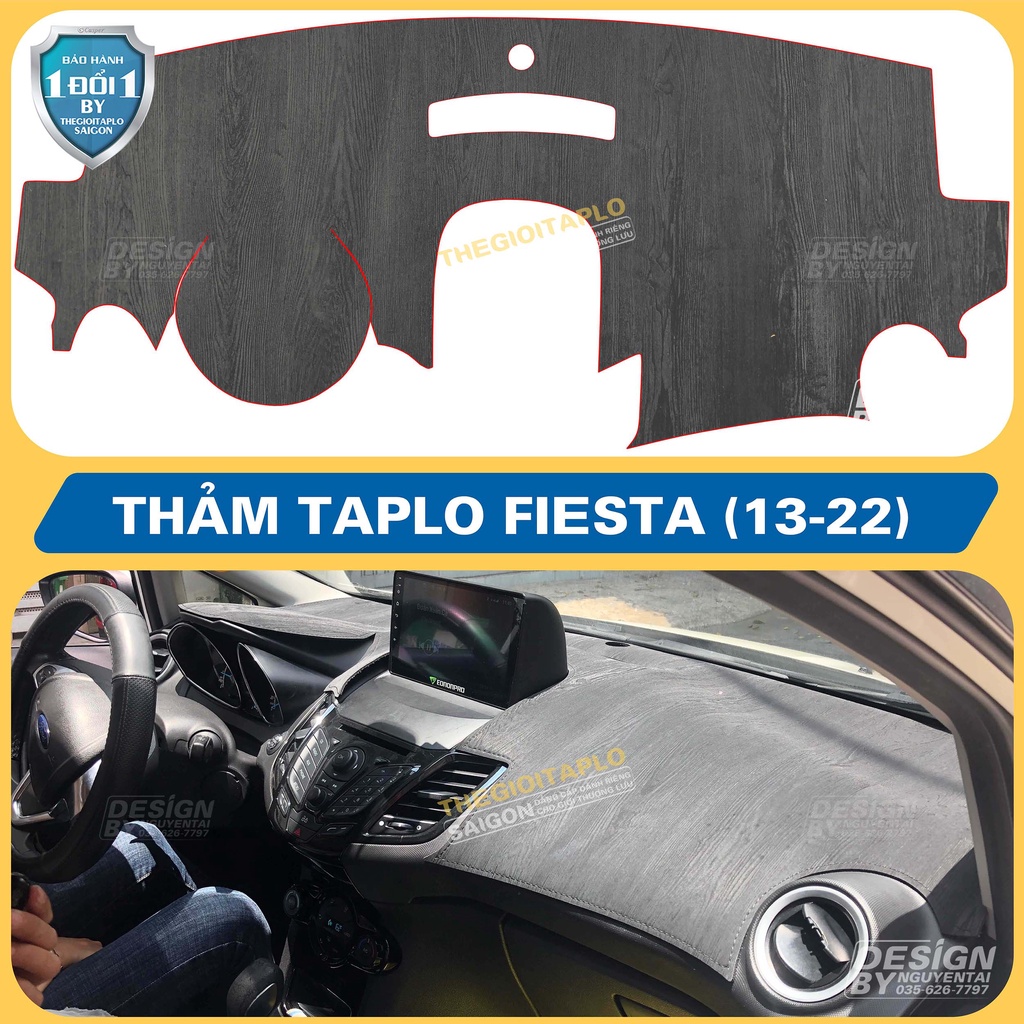 (FORD FIESTA đời 2013 đến 2020) Thảm taplo chống nắng ô tô da vân gỗ,tuyết nhung,cacbon,da pu,da lộn chuẩn form