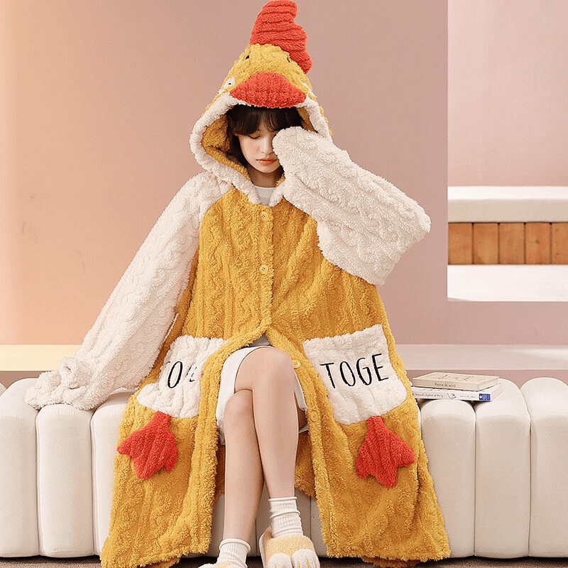 Áo Choàng Ngủ Công Chúa Bạch Tuyết Bộ Đồ Ngủ Dáng Dài Nhung San Hô Thu Đông Cho Nữ Bộ Đồ Mặc Nhà Flannel Lót Lông Dày Dặ