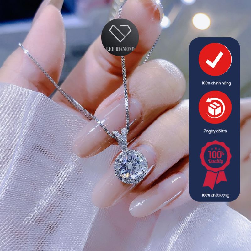 Size 6.3li dây chuyền chất liệu bạc quý kim + kim cương moissanite