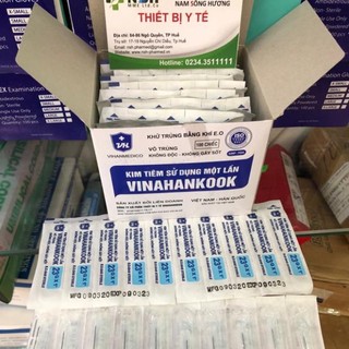 ✅ hộp 100 cây đầu bơm kim tiêm 23g của vinahancook đầu kim tiêm lấy thuốc đầu kim sạc ép vỉ tiệt trùng 23g vinahancook