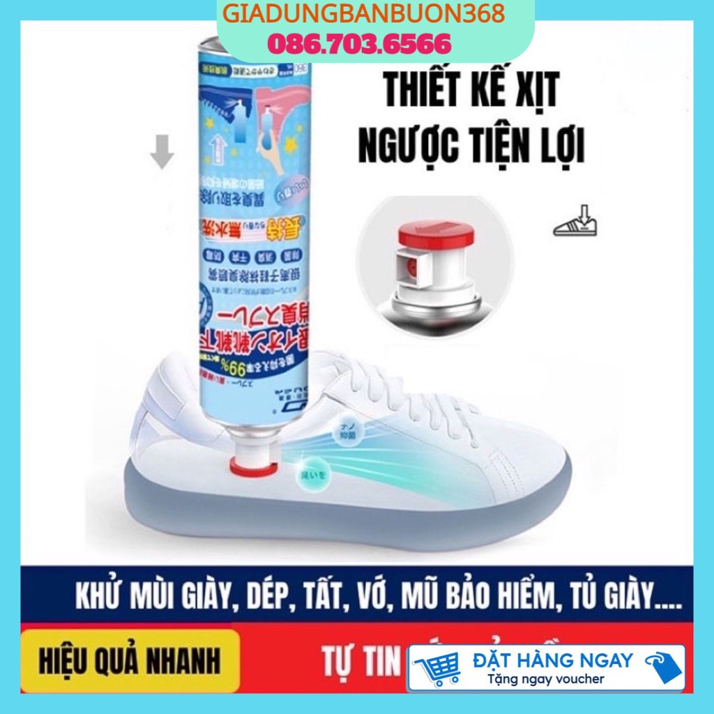 Bình xịt khử mùi giày loại to, xịt khử mùi 360ml, Công nghệ nano bạc khử mùi diệt vi khuẩn AH96 - Tuyển Sỉ