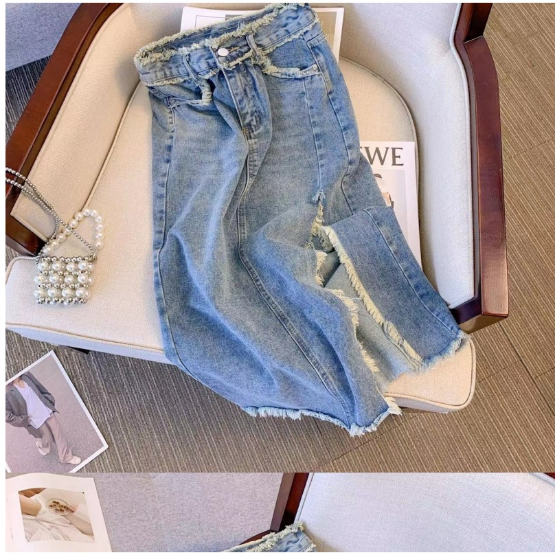 Chân Váy Denim Dài Dáng Chữ a Lưng Cao Xẻ Tà Thời Trang Mùa Hè 2023 Mới Cho Nữ