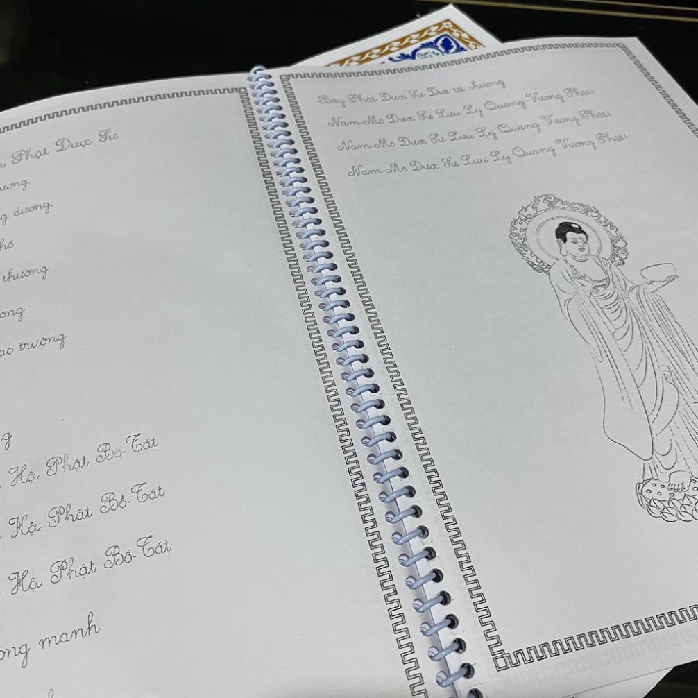 Tặng Viết, Vở Chép Kinh Dược Sư Lưu Ly Quang Vương Phật Bìa Lò Xo Đẹp - Hai Mẫu tamlinhvanhoaphamphatgiao