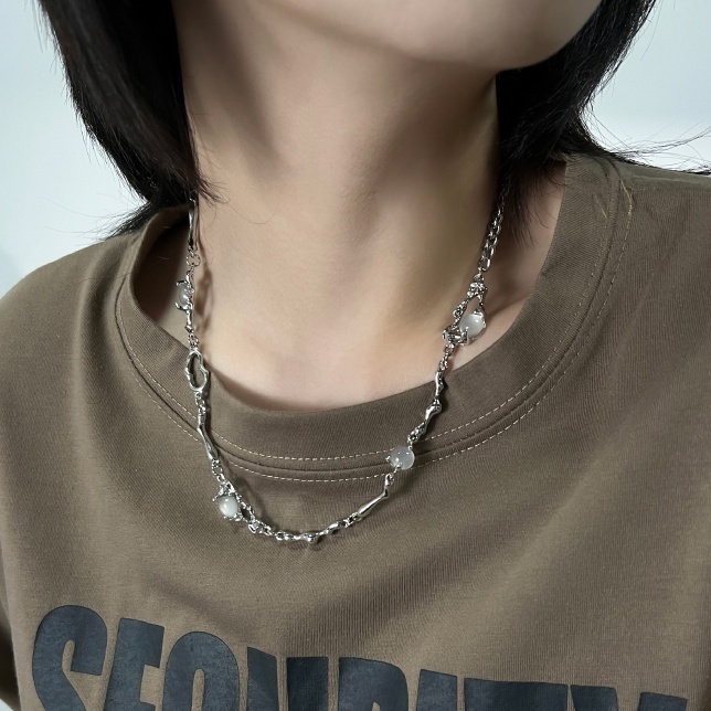 Vòng cổ Đính Đá Mặt Trăng Màu Trắng Thời Trang Mùa Hè Cho Nữ