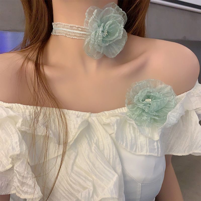 Dây Chuyền / Vòng Cổ / Vòng Tay Họa Tiết Hoa Trà Nhỏ Phong Cách Pháp Cổ Điển Thời Trang Cho Nữ