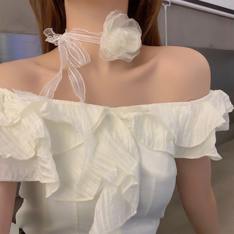 Dây Chuyền / Vòng Cổ / Vòng Tay Họa Tiết Hoa Trà Nhỏ Phong Cách Pháp Cổ Điển Thời Trang Cho Nữ