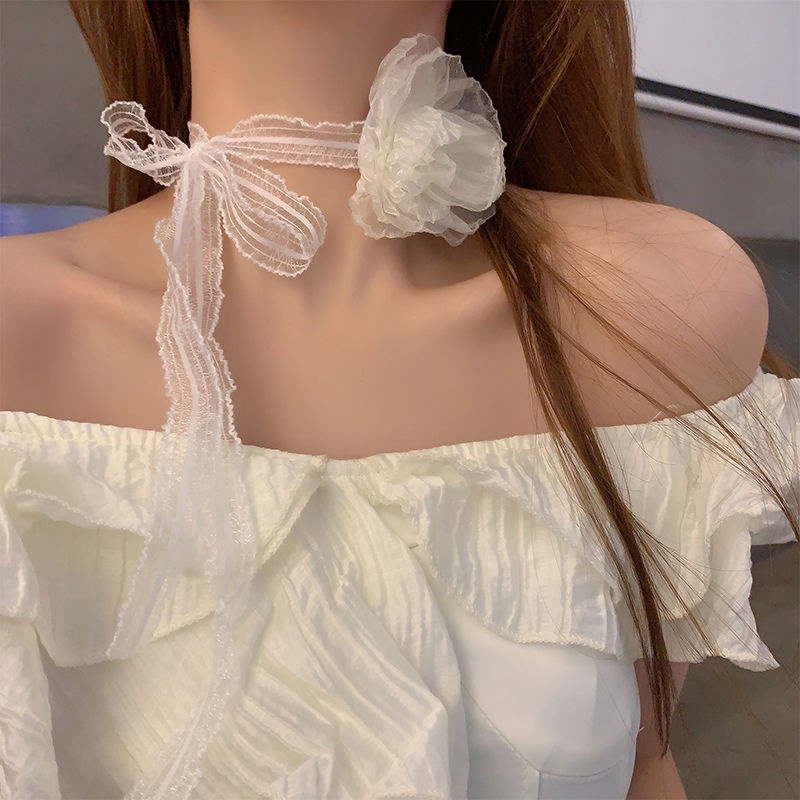 Dây Chuyền / Vòng Cổ / Vòng Tay Họa Tiết Hoa Trà Nhỏ Phong Cách Pháp Cổ Điển Thời Trang Cho Nữ