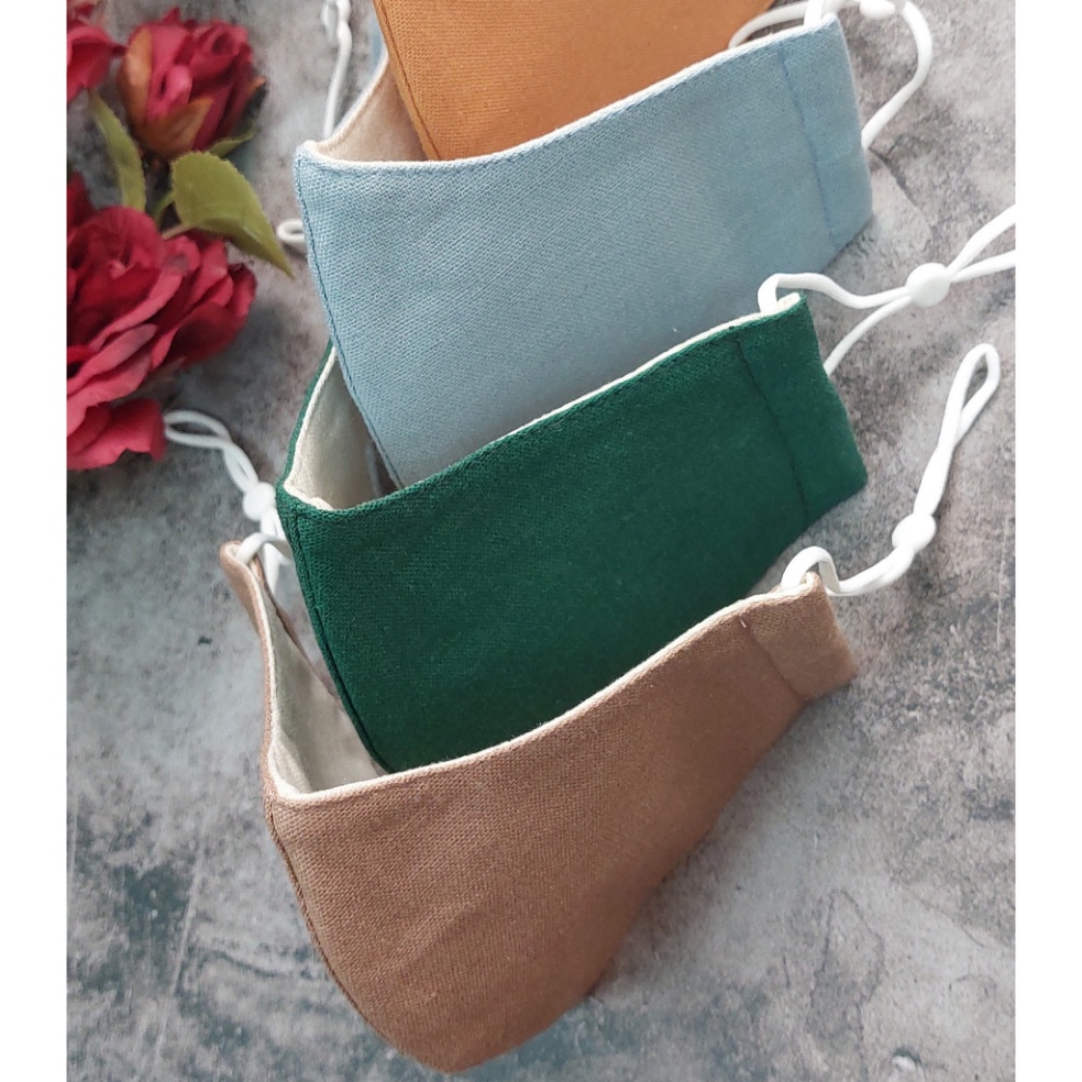 KHẨU TRANG VẢI COTTON màu trơn có dây đeo tăng giảm. khẩu trang chống nắng, bụi bẩn