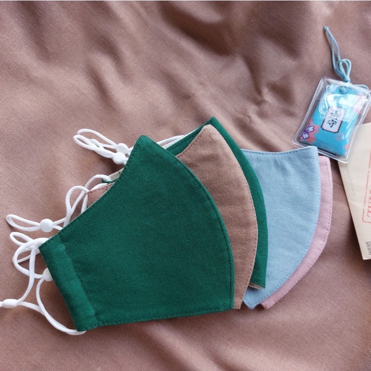 KHẨU TRANG VẢI COTTON màu trơn có dây đeo tăng giảm. khẩu trang chống nắng, bụi bẩn