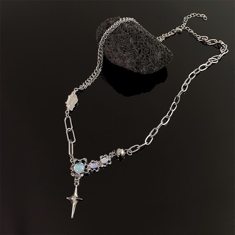 Vòng cổ Mặt Trăng Và Ngôi Sao Phong Cách hip hop California ins Cao Cấp Cho Nữ