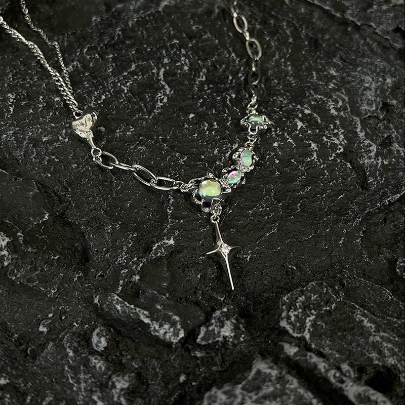 Vòng cổ Mặt Trăng Và Ngôi Sao Phong Cách hip hop California ins Cao Cấp Cho Nữ