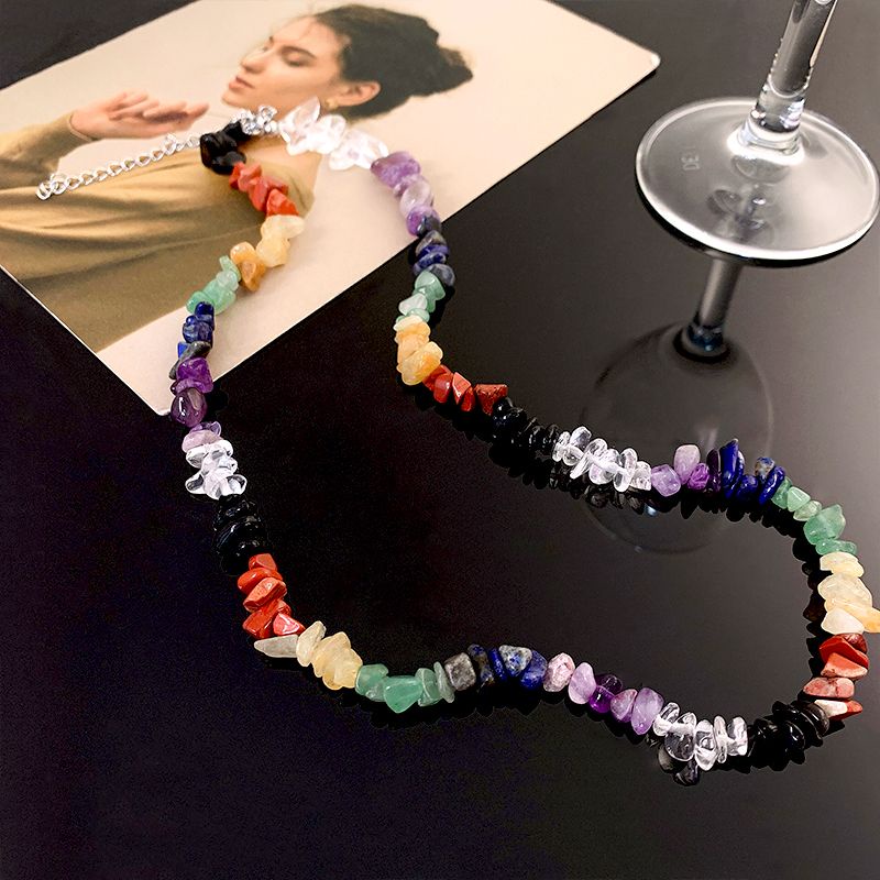 Vòng cổ Hạt Thủy Tinh Năm Màu Cá Tính Ngọt Ngào Cho Nữ