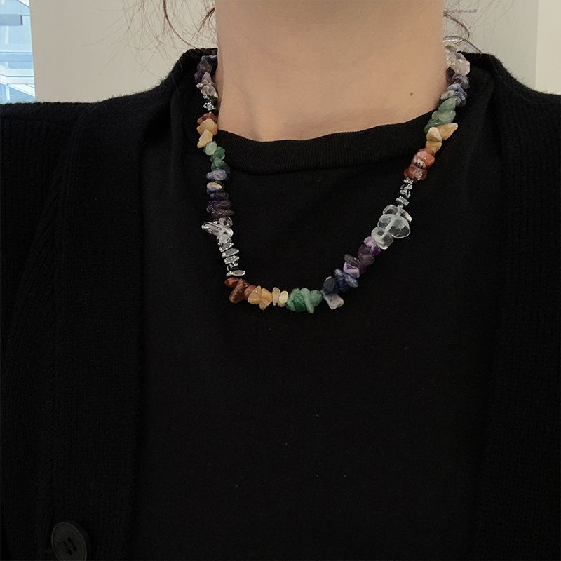 Vòng cổ Hạt Thủy Tinh Năm Màu Cá Tính Ngọt Ngào Cho Nữ
